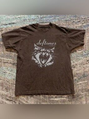 Deftones Around The Fur Cat Dark Chocolate Alt Metal Rock Graphic T-Shirt